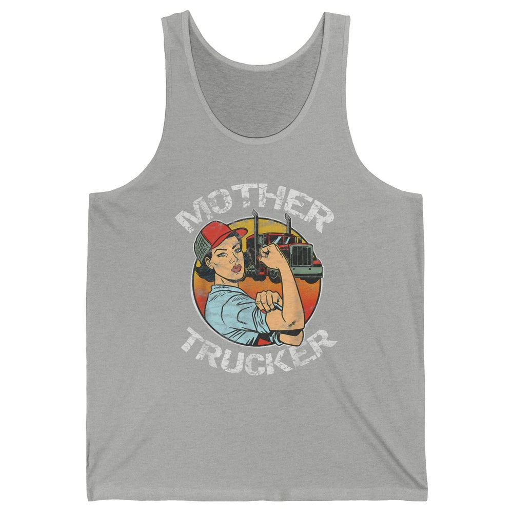 Retro Mother Trucker Truck Driver Mom Life Mothers Day Women Unisex Jersey Tank