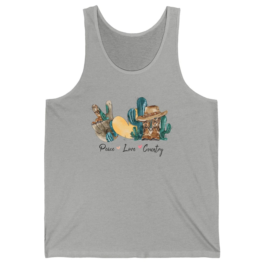 Retro Cactus Peace Love Country Cowgirl Hat Midwest Girl Unisex Jersey Tank