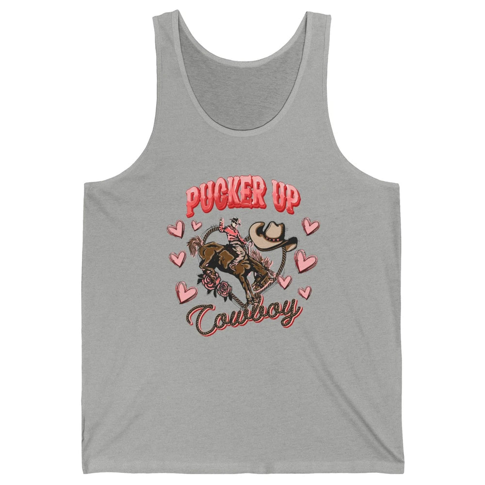 Retro Cowboy Horsing Pucker Up Cowboy Western Valentines Day Unisex Jersey Tank
