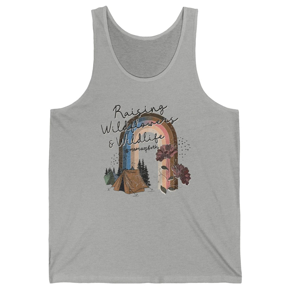 Raising Wildflowers & Wildlife Mama Of Both Retro Boho Mama Unisex Jersey Tank