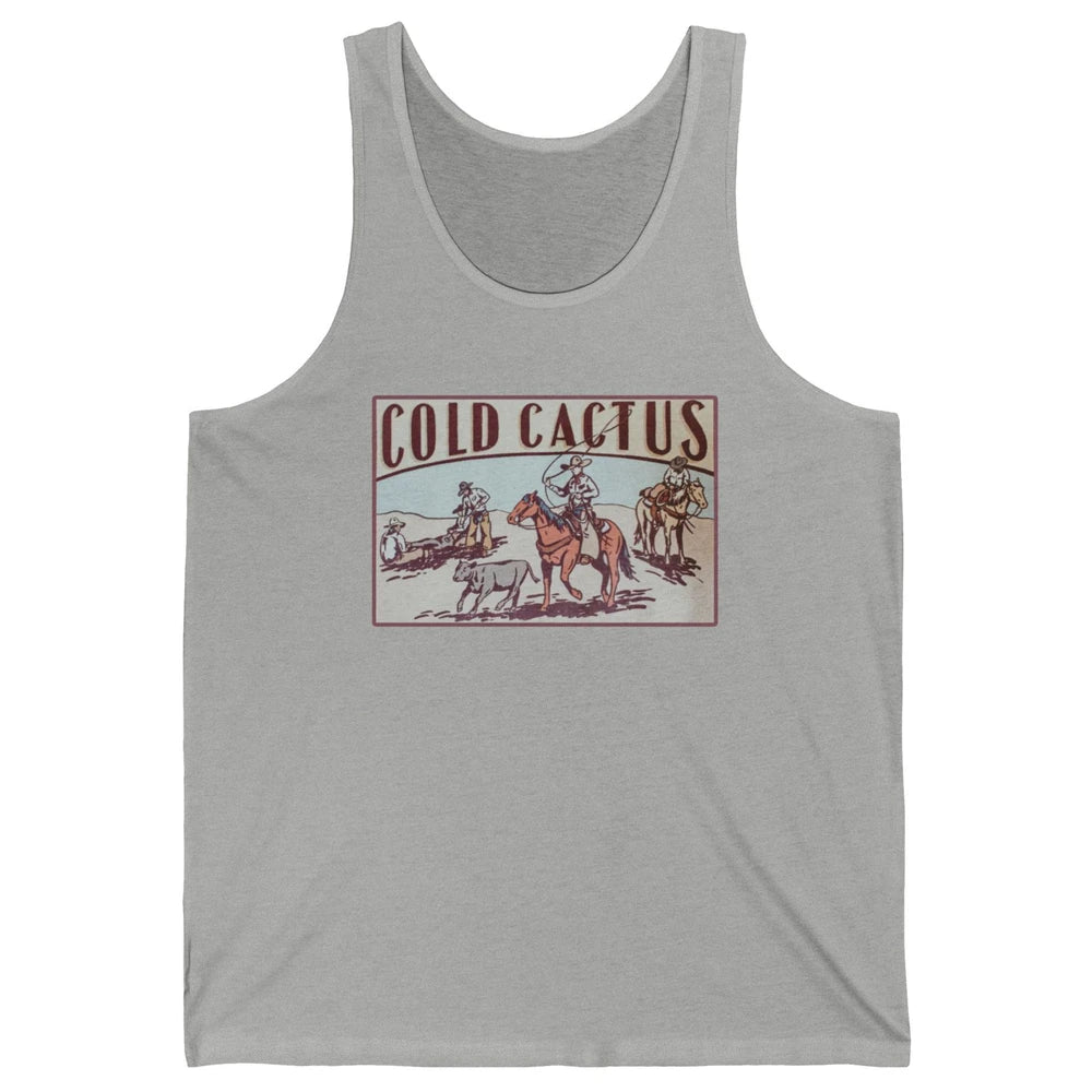Retro Cowboy Horseback Rider Cold Cactus Western Country Unisex Jersey Tank