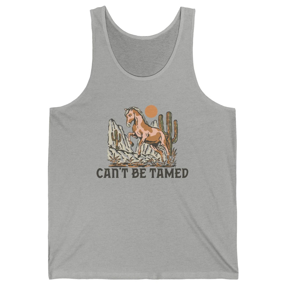 Retro Horse Desert Cactus Sunset Can't Be Tamed Western Unisex Jersey Tank