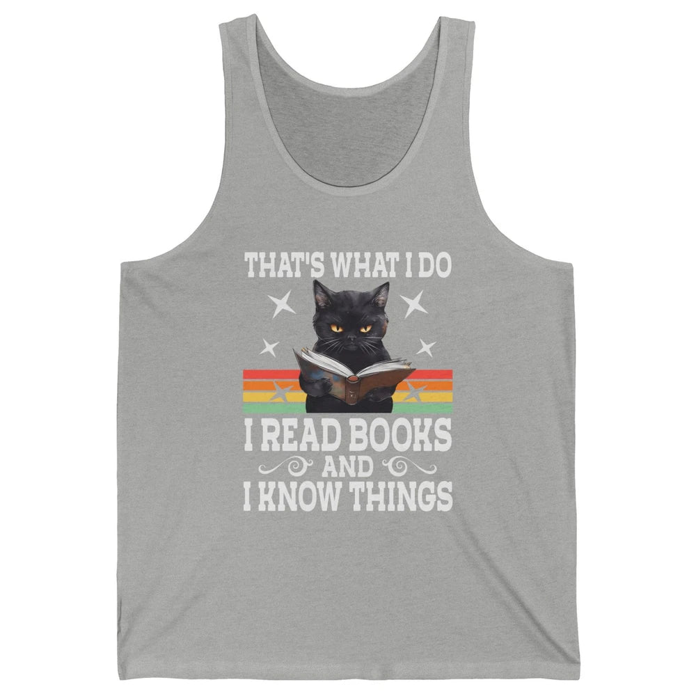 Retro Cat Books The Reader Black Cat Reading Books Bookish Bookworm Kitten Unisex Jersey Tank