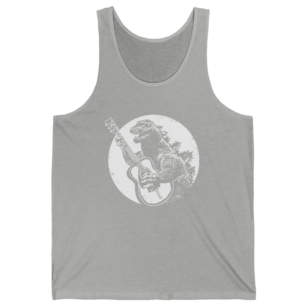 Retro Dinosaur Playing Bass Guitar T-Rex Guitarist Musician Unisex Jersey Tank