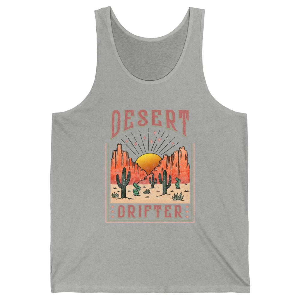Retro Desert Cactus Sunset Desert Drifter Western Country Unisex Jersey Tank
