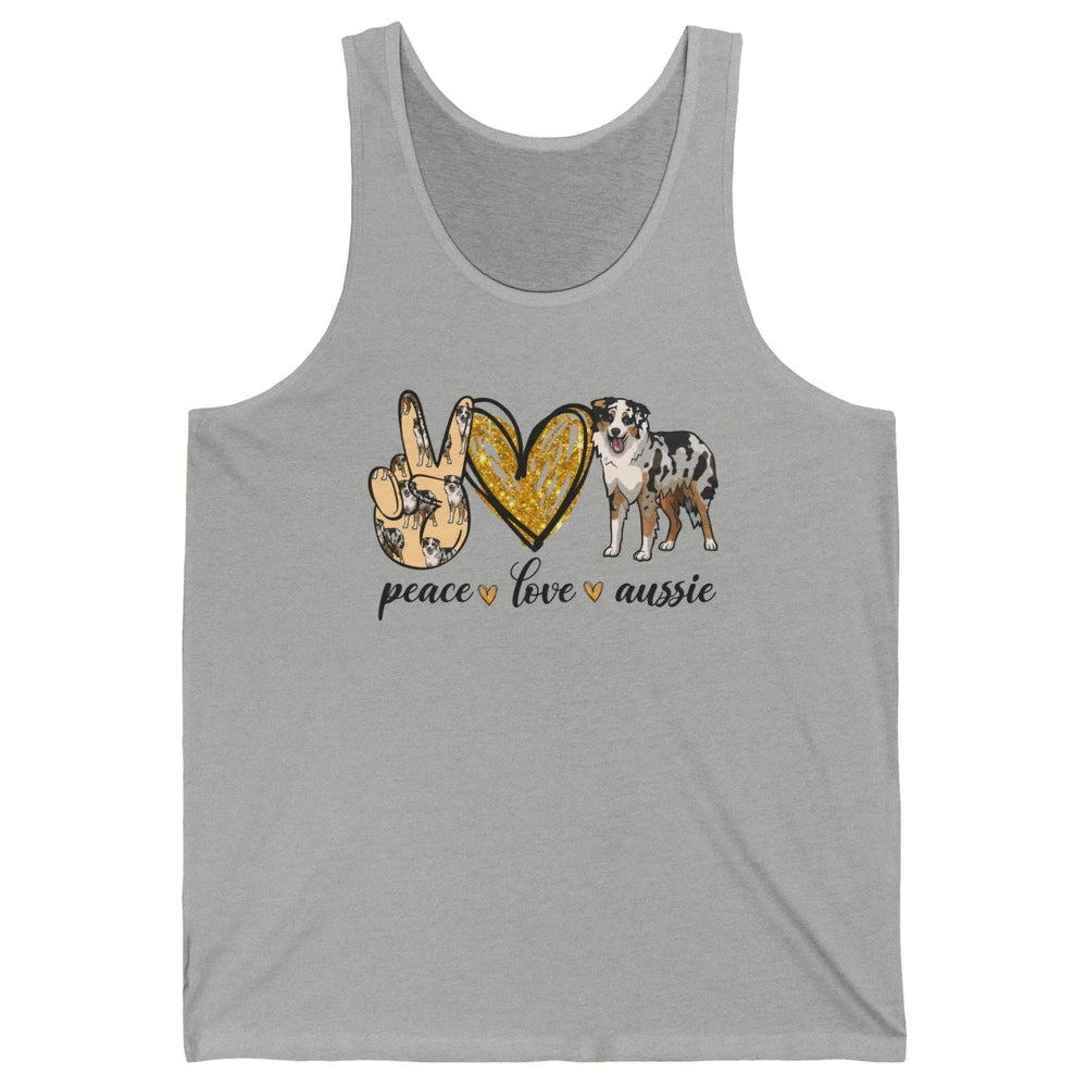 Peace Love Aussie Dog Lovers Australian Shepherd Dad Mom Unisex Jersey Tank