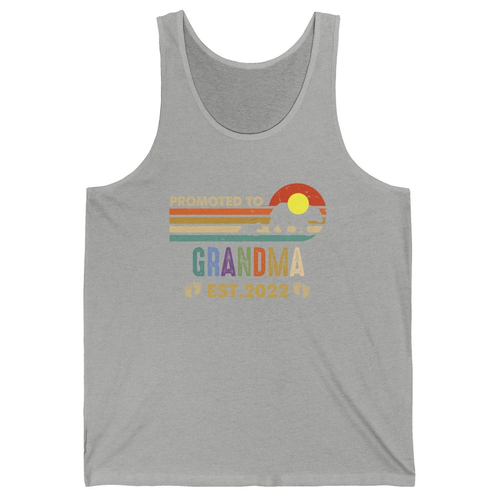 Retro Bear Sunset Promoted To Grandma Est 2022 Pregnancy Unisex Jersey Tank