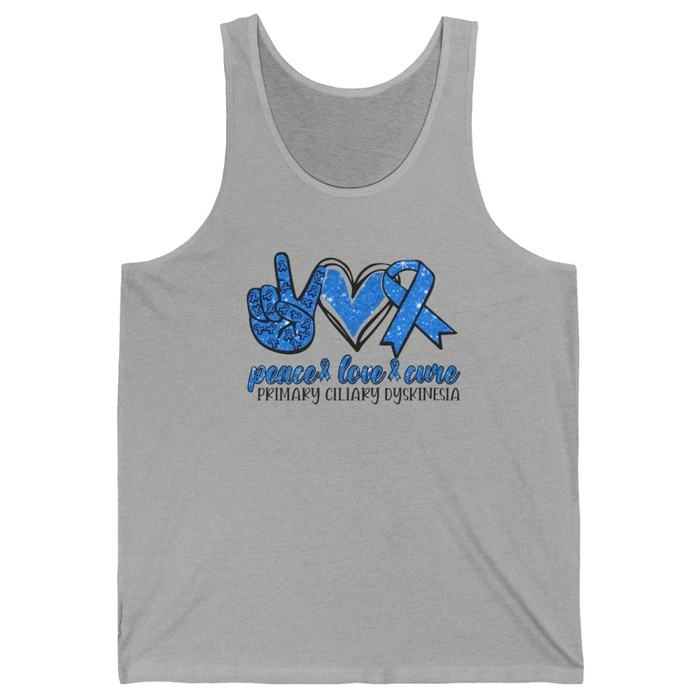 Primary Ciliary Dyskinesia Peace Love Cure Blue Ribbon Unisex Jersey Tank