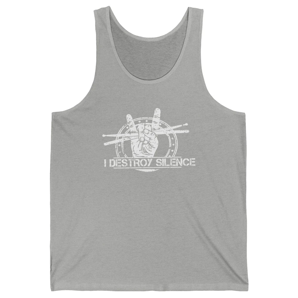 Retro Drummer I Destroy Silence Drumming Lovers Gift Unisex Jersey Tank