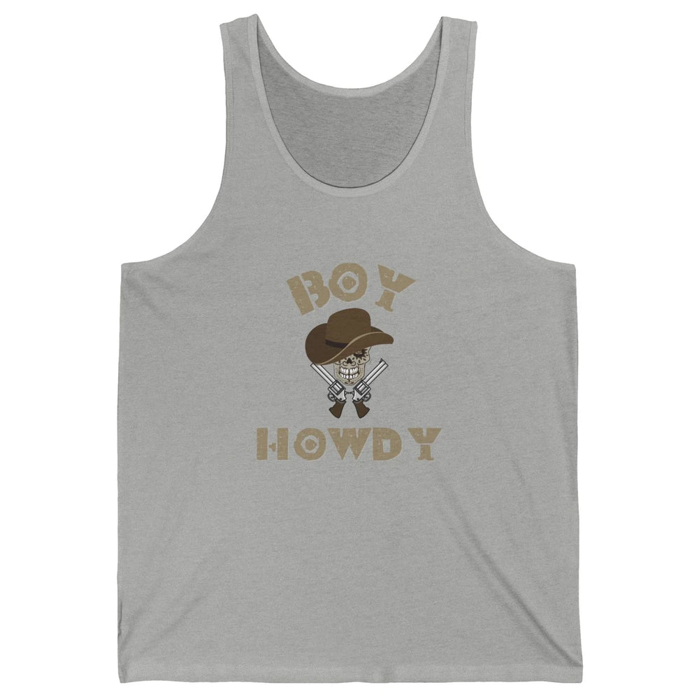 Retro Boy Howdy Rodeo Cowboy Skull Vintage Western Country Unisex Jersey Tank