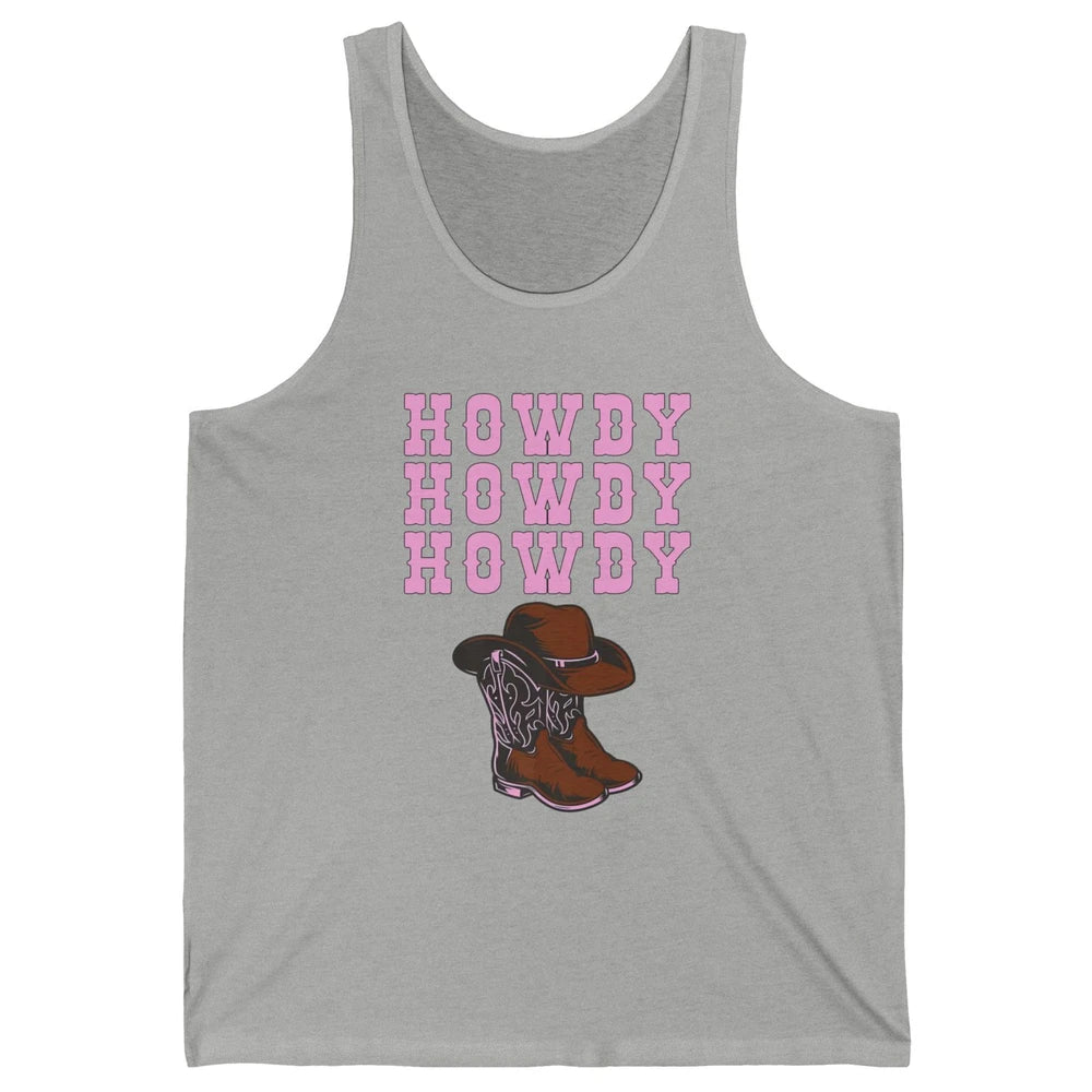 Retro Cowgirl Boots And Hat Howdy Western Country Cowboy Unisex Jersey Tank