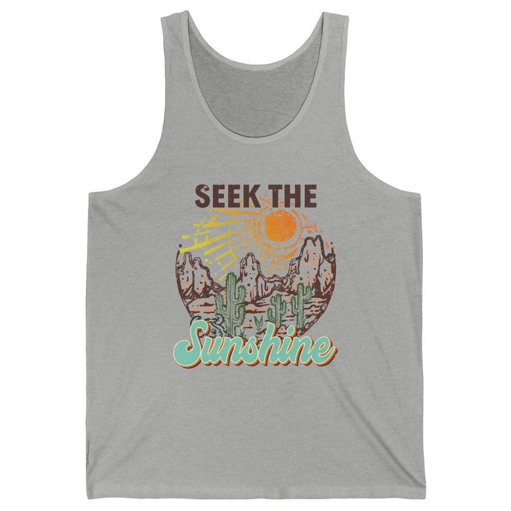 Retro Desert Cactus Seek The Sunshine Western Country Girls Unisex Jersey Tank