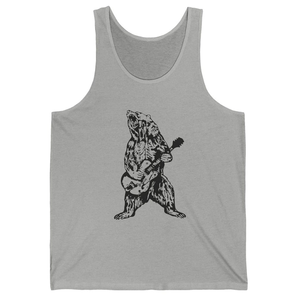 Retro Bear Playing Bass Guitar Bear Guitarist Musician Gift Unisex Jersey Tank