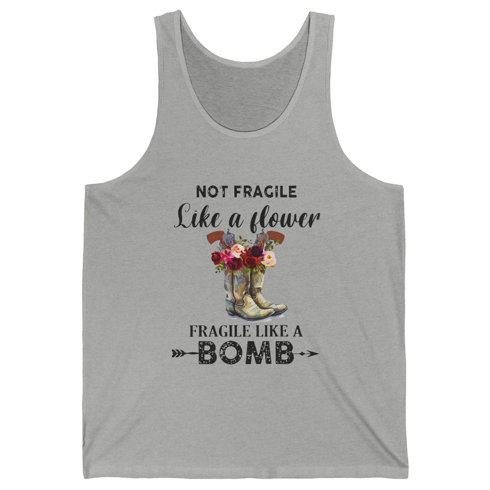 Retro Cowgirl Fragile Like A Bomb Cowgirl Boots Western Girl Unisex Jersey Tank