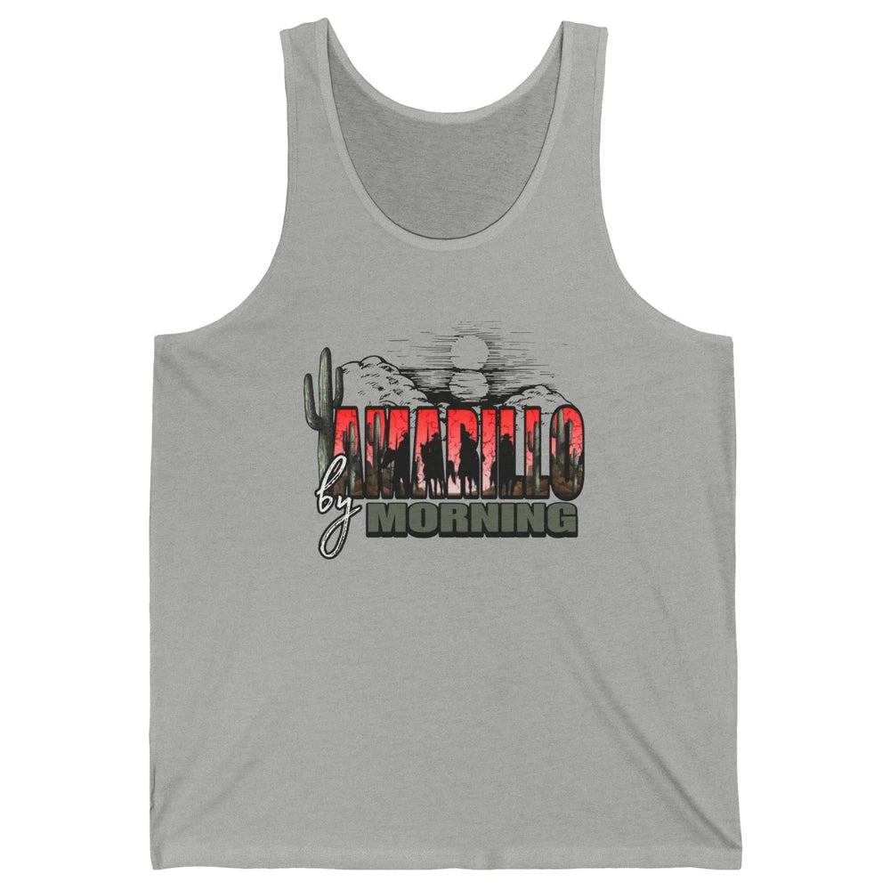 Retro Desert Sunset Amarillo By Morning Western Cowboy Unisex Jersey Tank
