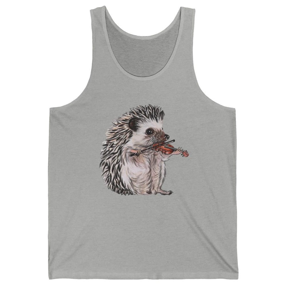 Retro Hedgehog Playing Viloin Musician Violinist Hedgehog Unisex Jersey Tank