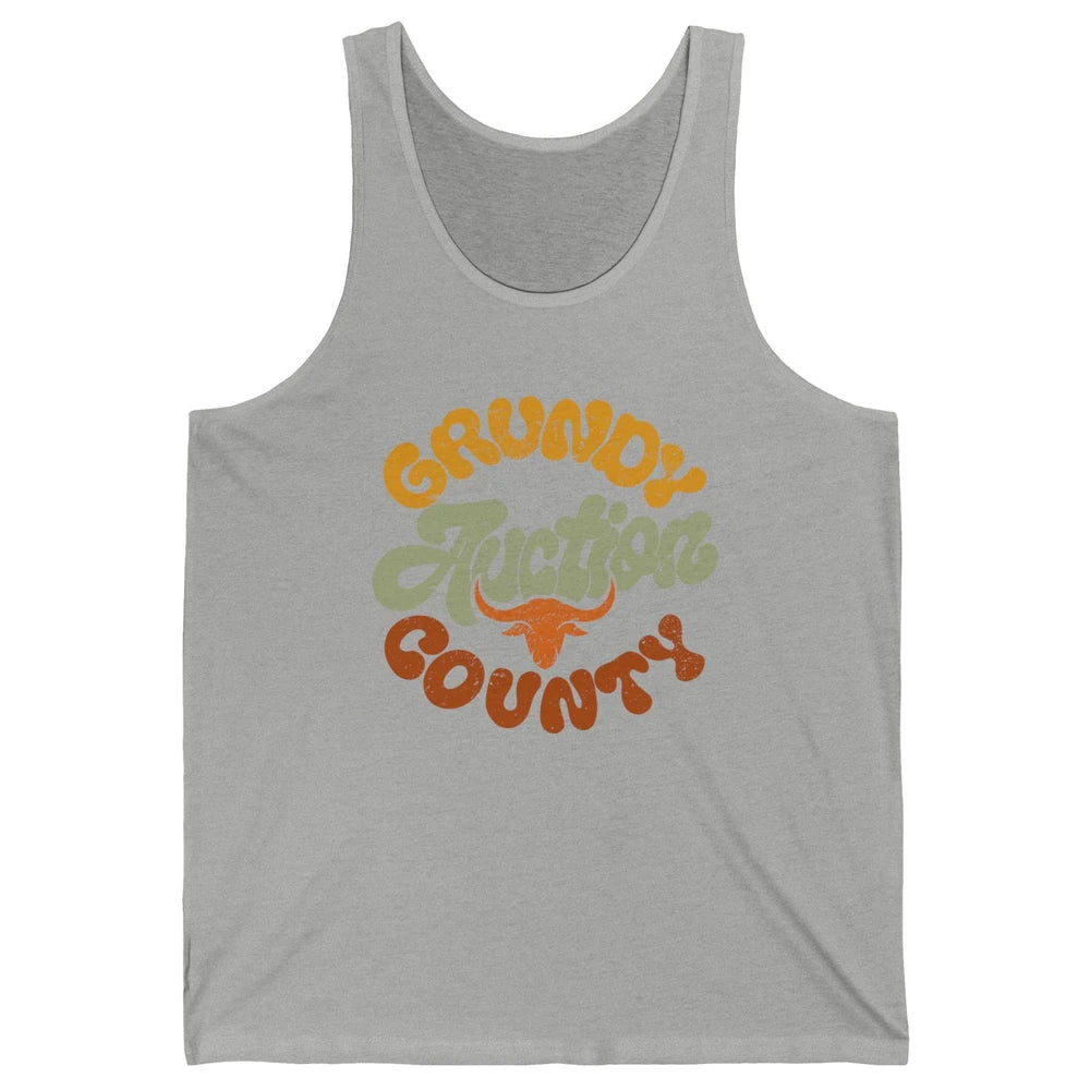 Retro Cow Cattle Grundy County Auction Western Country Farm Unisex Jersey Tank