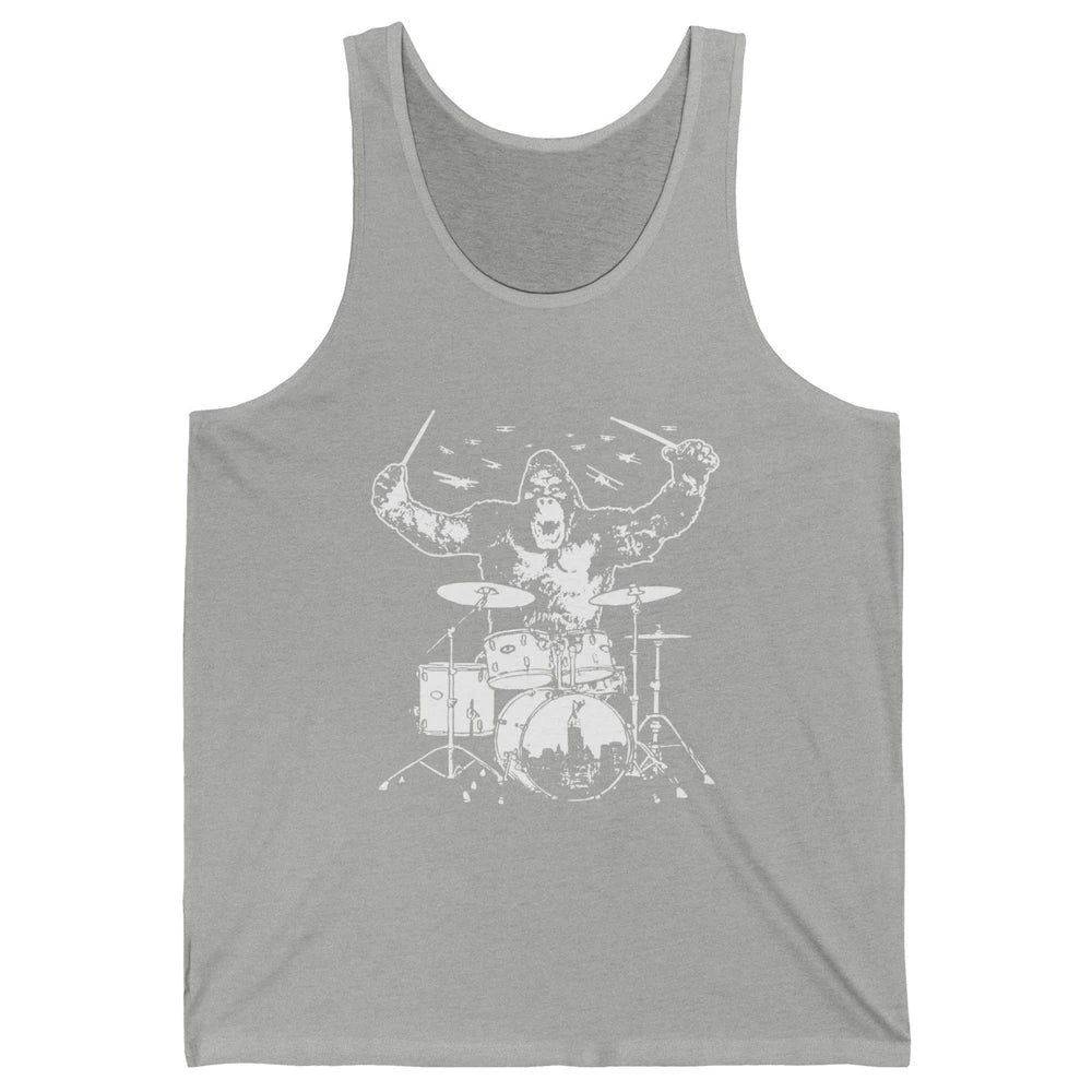 Retro Gorilla Drumming Drummers Gift Percussionists Unisex Jersey Tank