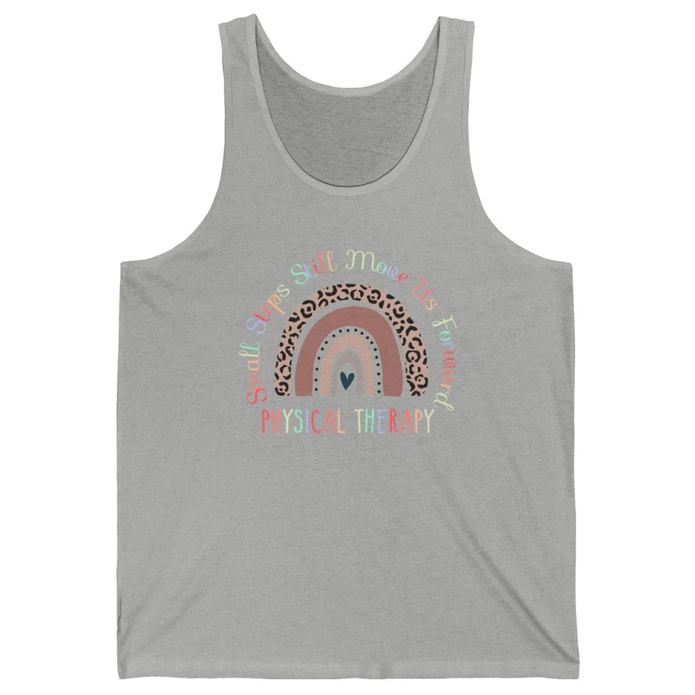 Physical Therapy Small Steps Move Us Forward Leopard Rainbow Unisex Jersey Tank