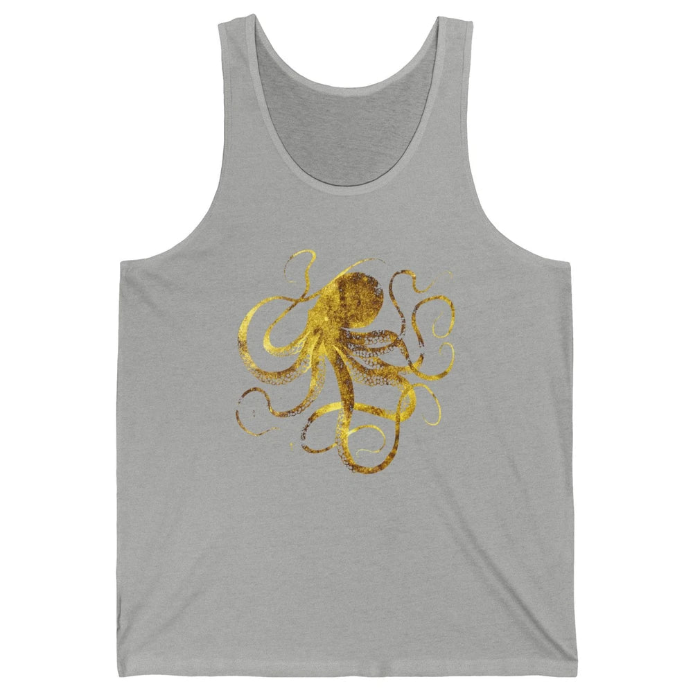 Octopus Japanese Calligraphy Gyotaku Traditional Art Print Unisex Jersey Tank