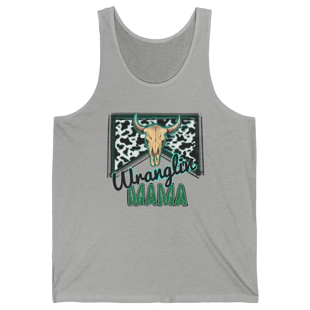 Retro Cowhide Bull Skull Wrangling Mama Western Country Girl Unisex Jersey Tank