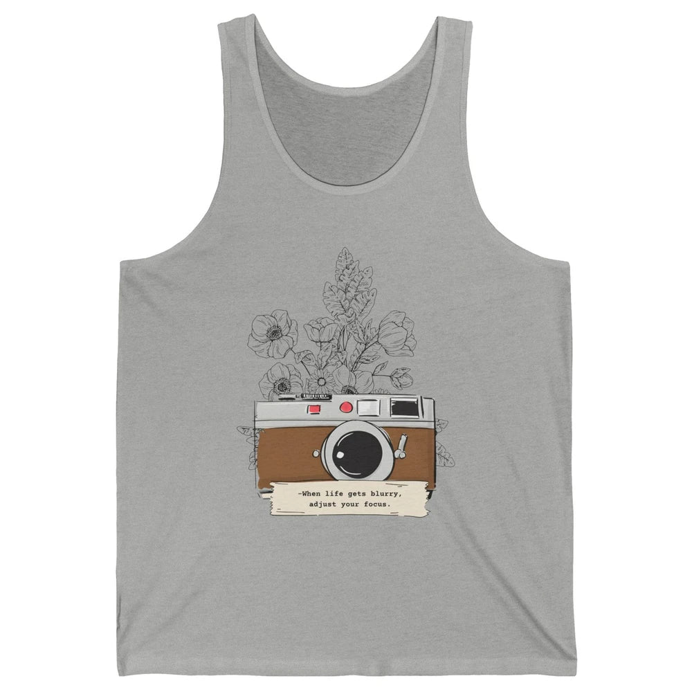 Retro Adjust Your Focus Floral Camera Mental Health Therapy Unisex Jersey Tank