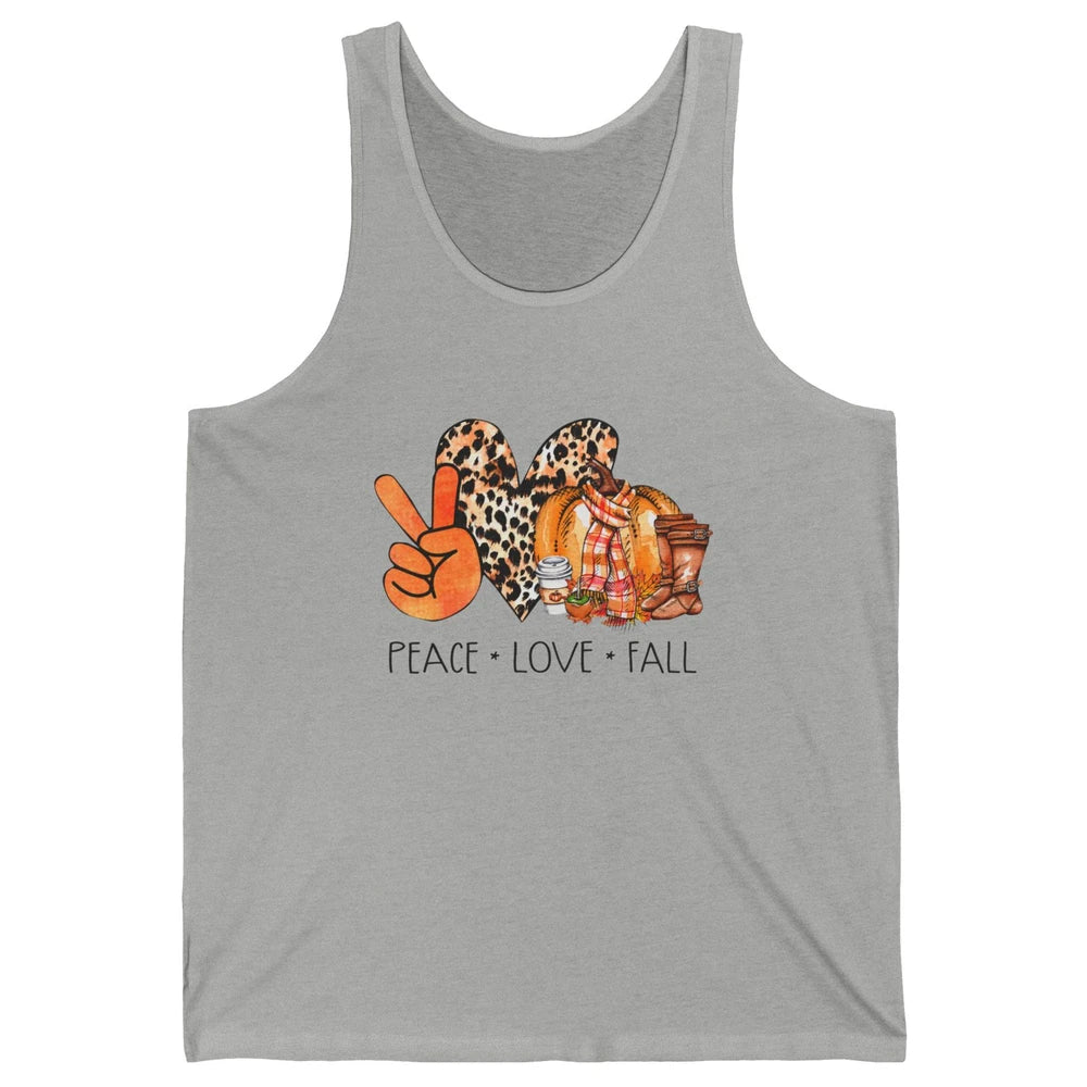 Peace Love Fall Pumpkin Spice Fall Halloween Thanksgiving Unisex Jersey Tank