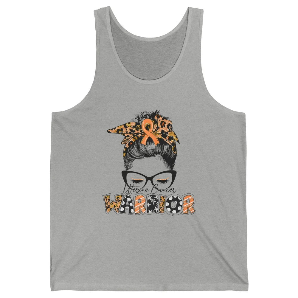 Messy Hair Leopard Woman Warrior Uterine Cancer Awareness Unisex Jersey Tank