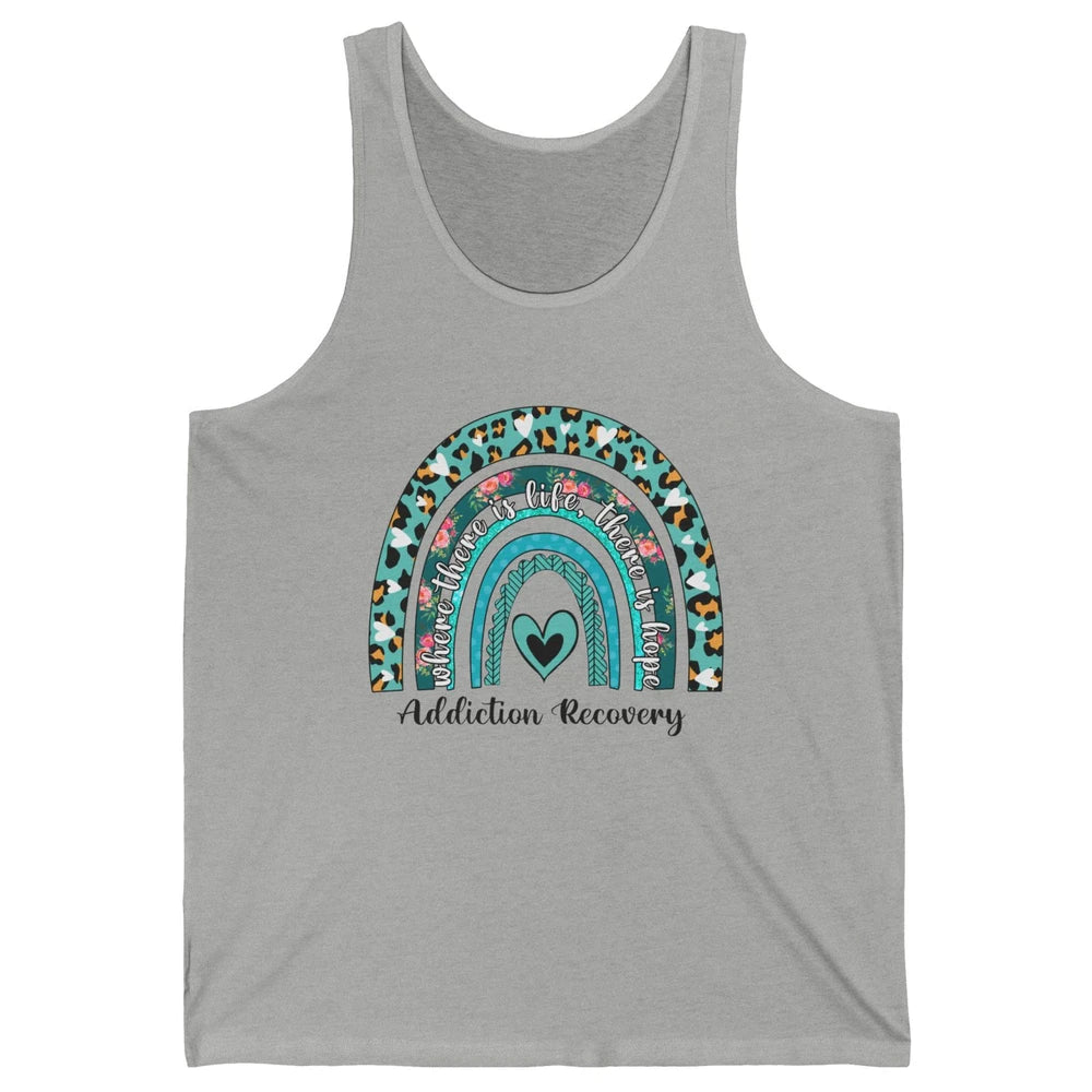 Addiction Recovery Awareness Rainbow Ribbon Blue Leopard Unisex Jersey Tank