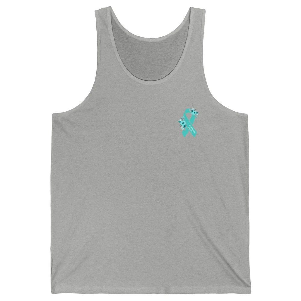 Myasthenia Gravis Awareness Floral Teal Ribbon Pocket Size Unisex Jersey Tank