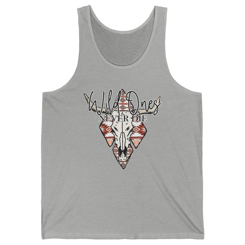 Retro Bull Skull Aztec Wild Ones Never Die Western Country Unisex Jersey Tank