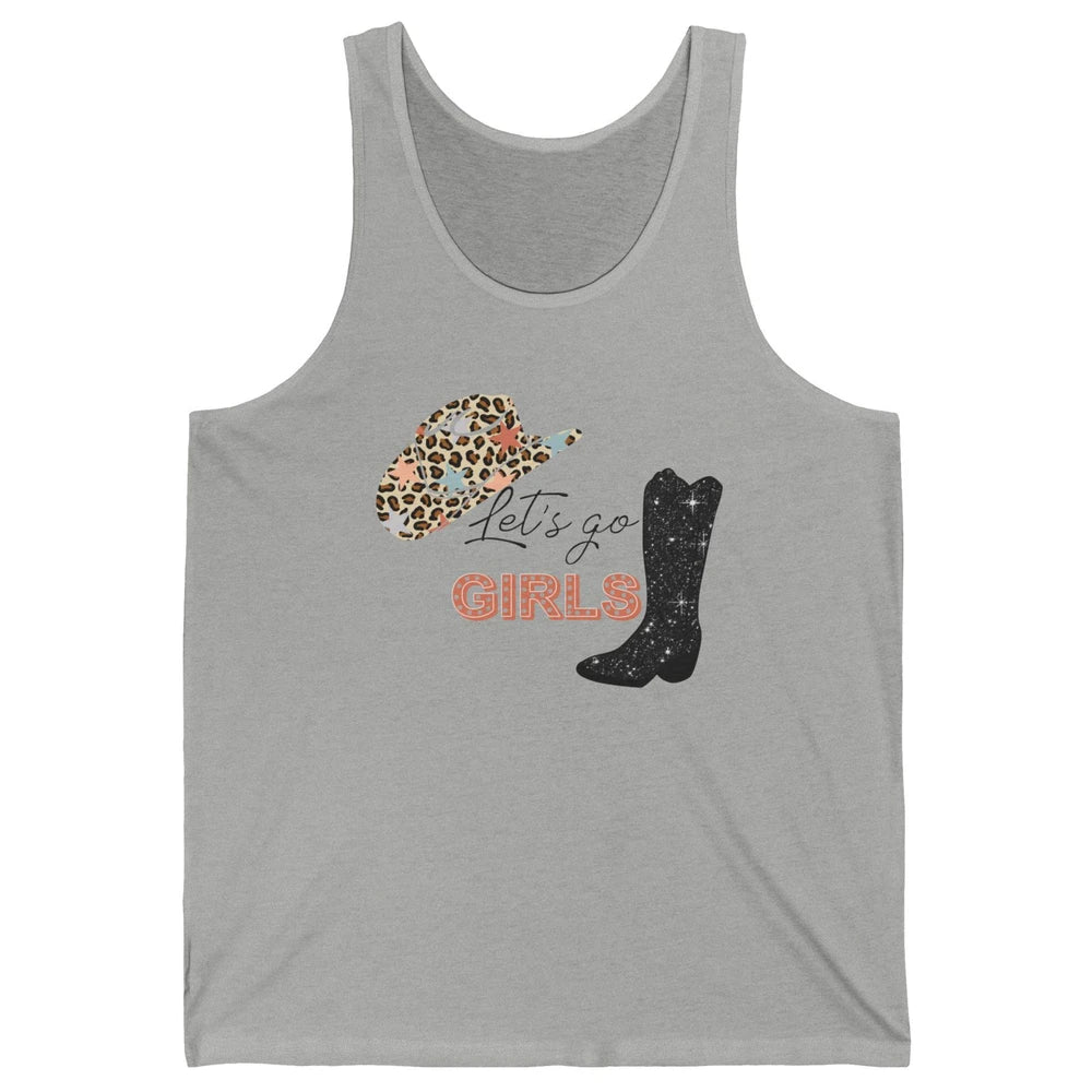 Retro Leopard Cowboy Boots Let's Go Girls Western Cowgirls Unisex Jersey Tank