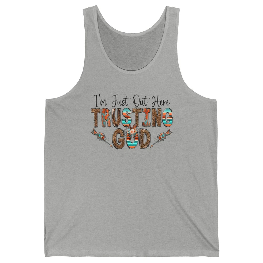 Out Here Trusting God Jesus Religion Christian Floral Bible Unisex Jersey Tank