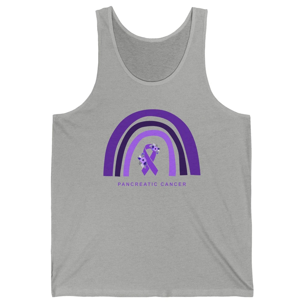 Pancreatic Cancer Awareness Floral Purple Ribbon Rainbow Unisex Jersey Tank