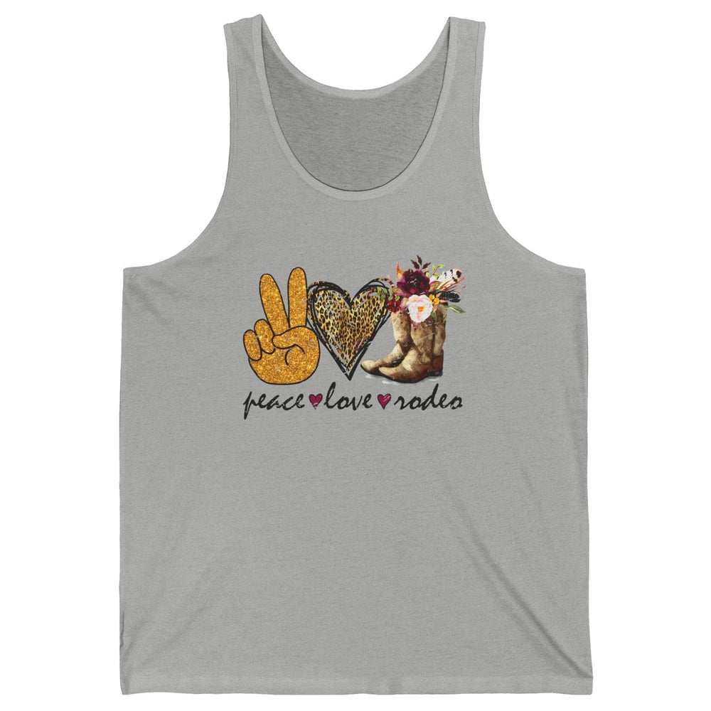 Retro Peace Love Rodeo Cowboy Boots Western Country Cowgirl Unisex Jersey Tank