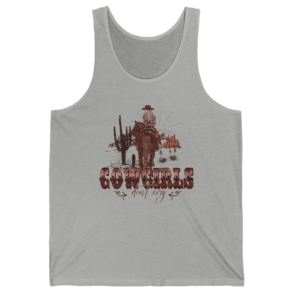 Retro Desert Cactus Cowgirl Don't Cry Western Country Rodeo Unisex Jersey Tank