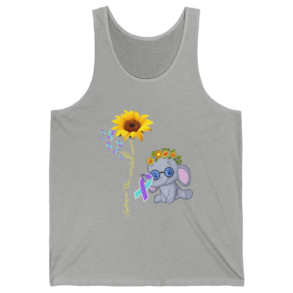PNES Awareness Purple Teal Ribbon Sunflower Baby Elephant Unisex Jersey Tank
