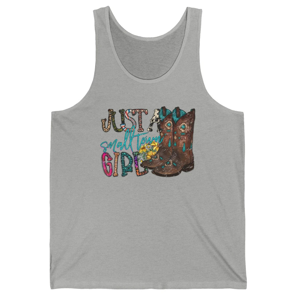 Retro Cowgirl Boots Just A Small Town Girl Western Country Unisex Jersey Tank