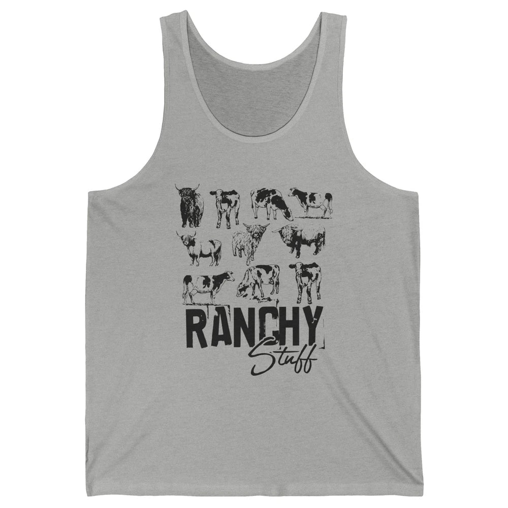 Retro Highland Cow Heifer Ranchy Stuff Western Country Gift Unisex Jersey Tank