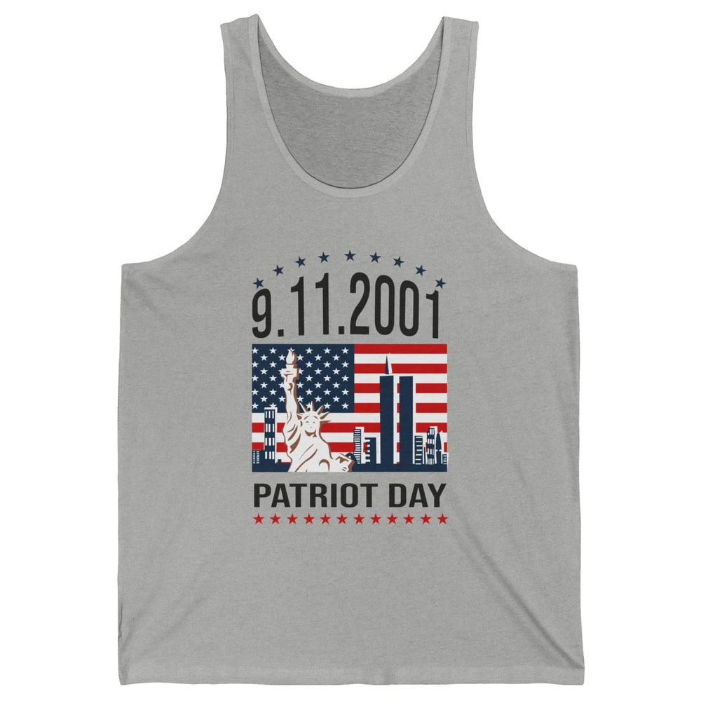 Never Forget 9-11-2001 American Flag Patriotic Memorial Day Unisex Jersey Tank