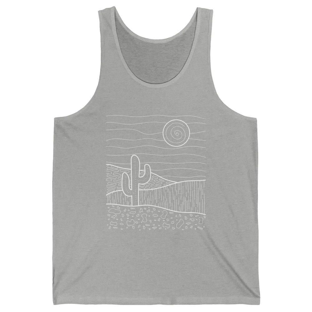 Abstract Desert Cactus Sunset Western Country Minimalist Unisex Jersey Tank