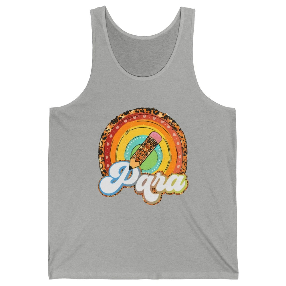 Retro Leopard Rainbow Paraprofessional Teacher Para Squad Unisex Jersey Tank