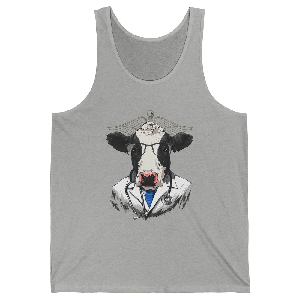Funny Cow Vet Doctor Physician Surgeon Vet Tech Veterinarian Unisex Jersey Tank