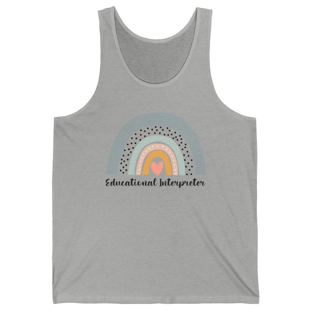 Retro Boho Rainbow Educational Interpreter Back To School Unisex Jersey Tank