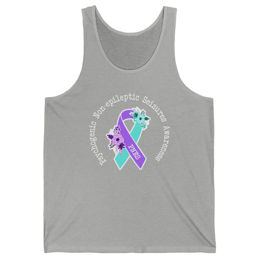 Psychogenic Non-epileptic Seizures PNES Purple Teal Ribbon Unisex Jersey Tank