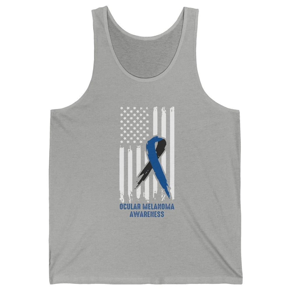 Ocular Melanoma Awareness Ribbon No One Fight Alone US Flag Unisex Jersey Tank