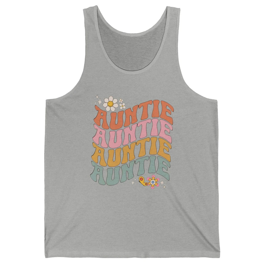 Retro Auntie Hippie Groovy Pregnancy Reveal Positive Mind Unisex Jersey Tank