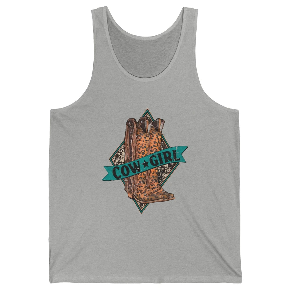 Retro Leopard Cowgirl Boots Western Country Cowboy Rodeo Dad Unisex Jersey Tank