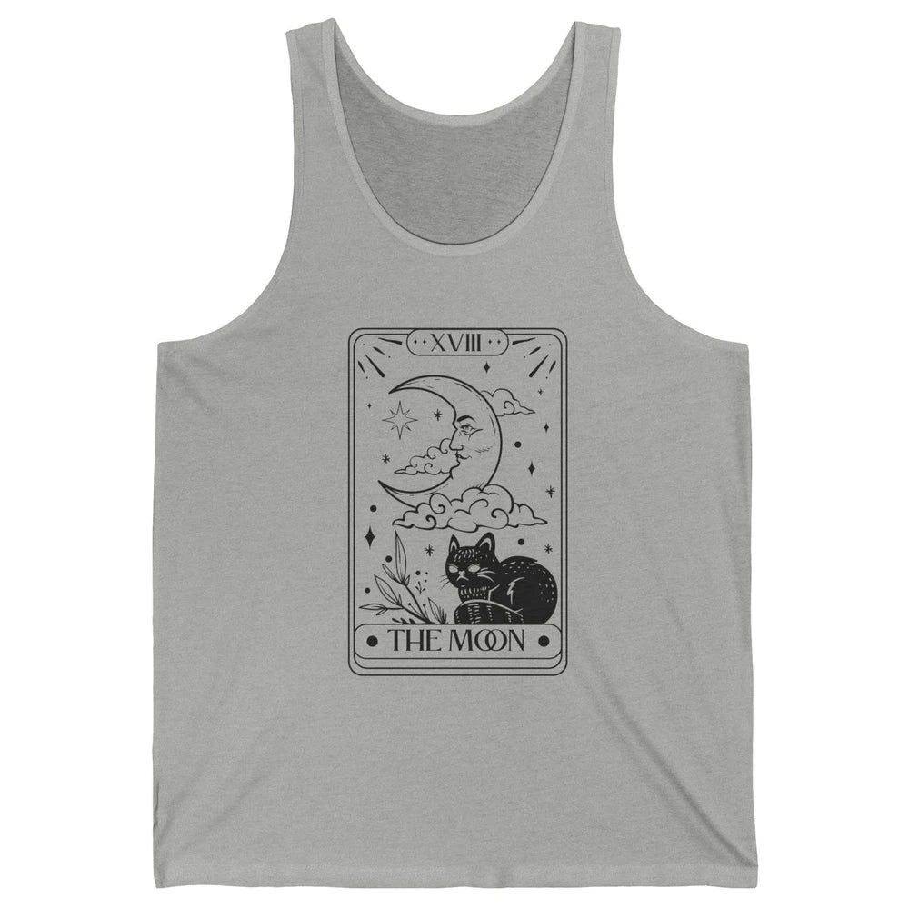 Retro Halloween Cat Witch The Moon Tarot Card Witchcraft Unisex Jersey Tank