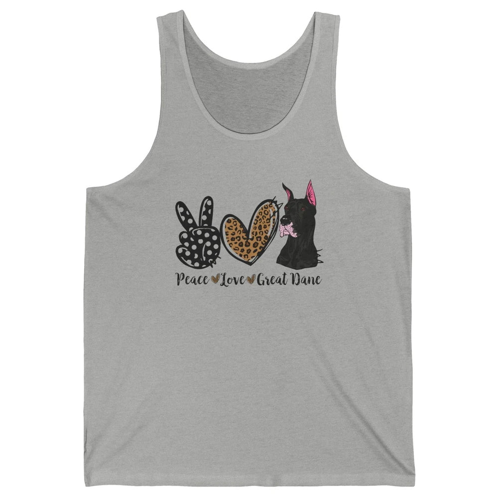 Peace Love Great Dane Dog Mom Dad Great Dane Lovers Leopard Unisex Jersey Tank